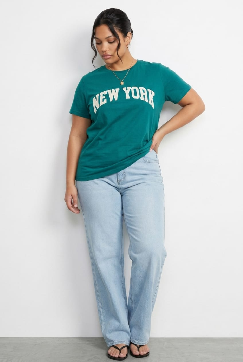 Green Graphic T-shirt Short Sleeve Crew Neck for YouandAll Fashion