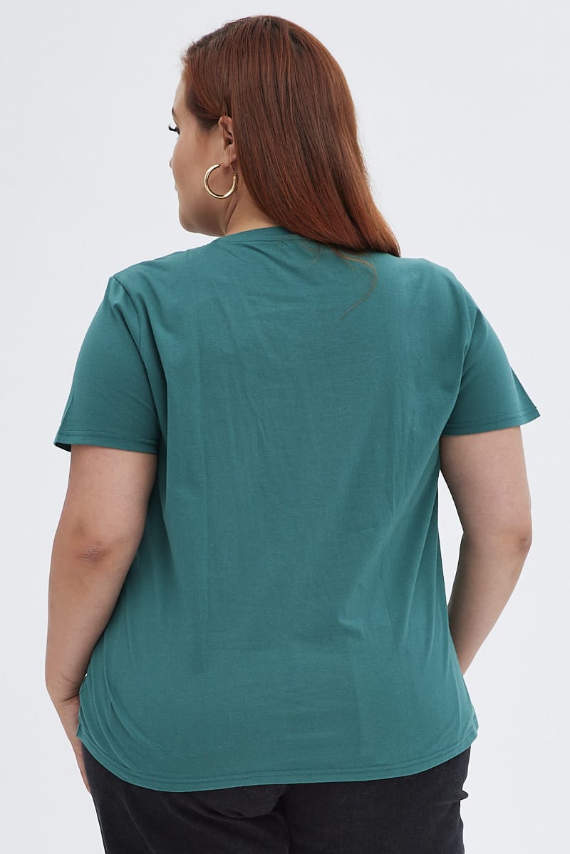 Green Graphic T-shirt Short Sleeve Crew Neck for YouandAll Fashion