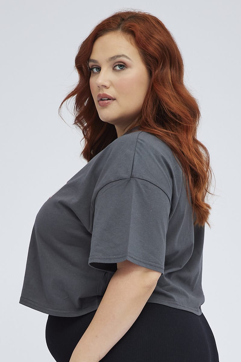 Black Graphic Crop T-shirt for YouandAll Fashion