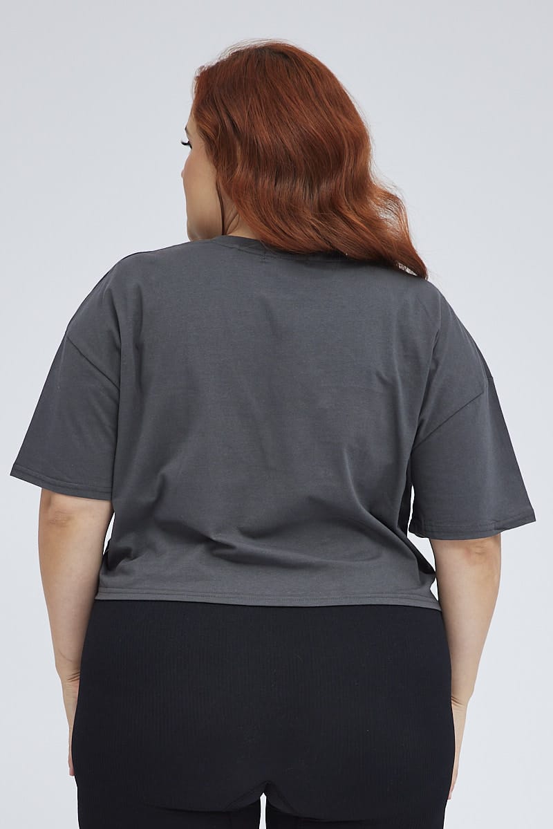 Black Graphic Crop T-shirt for YouandAll Fashion