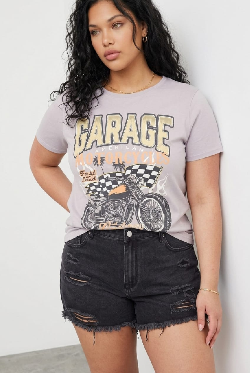 Grey Graphic T-shirt Short Sleeve Crew Neck for YouandAll Fashion