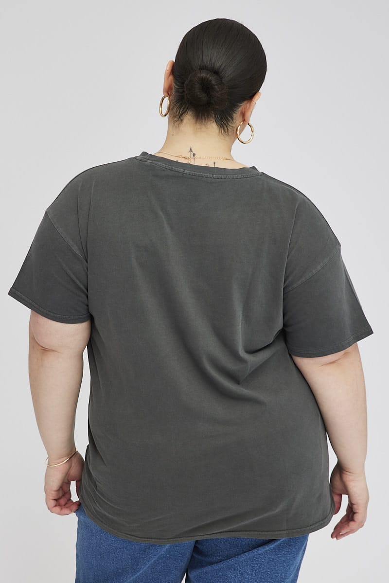 Grey Graphic Crop T-shirt Short Sleeve Crew Neck for YouandAll Fashion