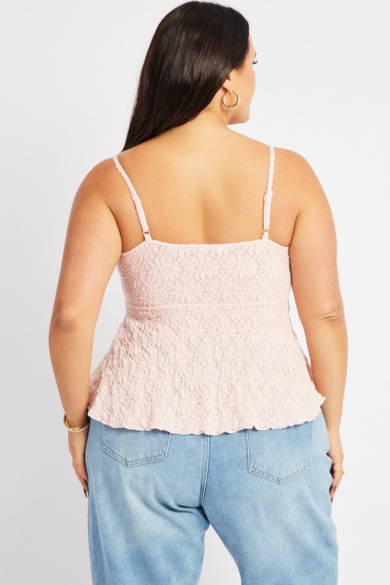 Pink Textured Peplum Top for YouandAll Fashion