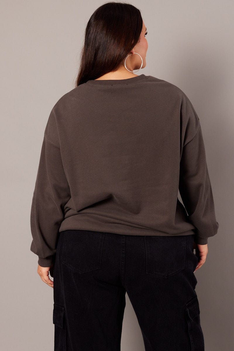 Grey Oversized Sweater Long Sleeve Crew Neck for YouandAll Fashion