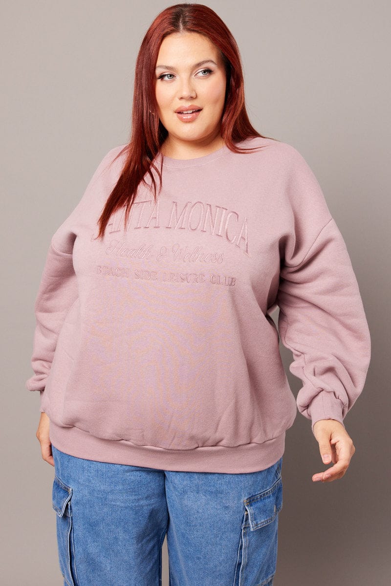 Purple Oversized Sweater Long Sleeve Crew Neck for YouandAll Fashion