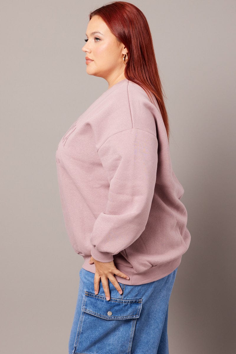 Purple Oversized Sweater Long Sleeve Crew Neck for YouandAll Fashion