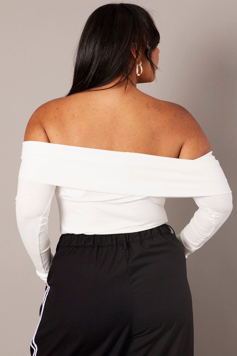 White Off Shoulder Top Long Sleeve for YouandAll Fashion