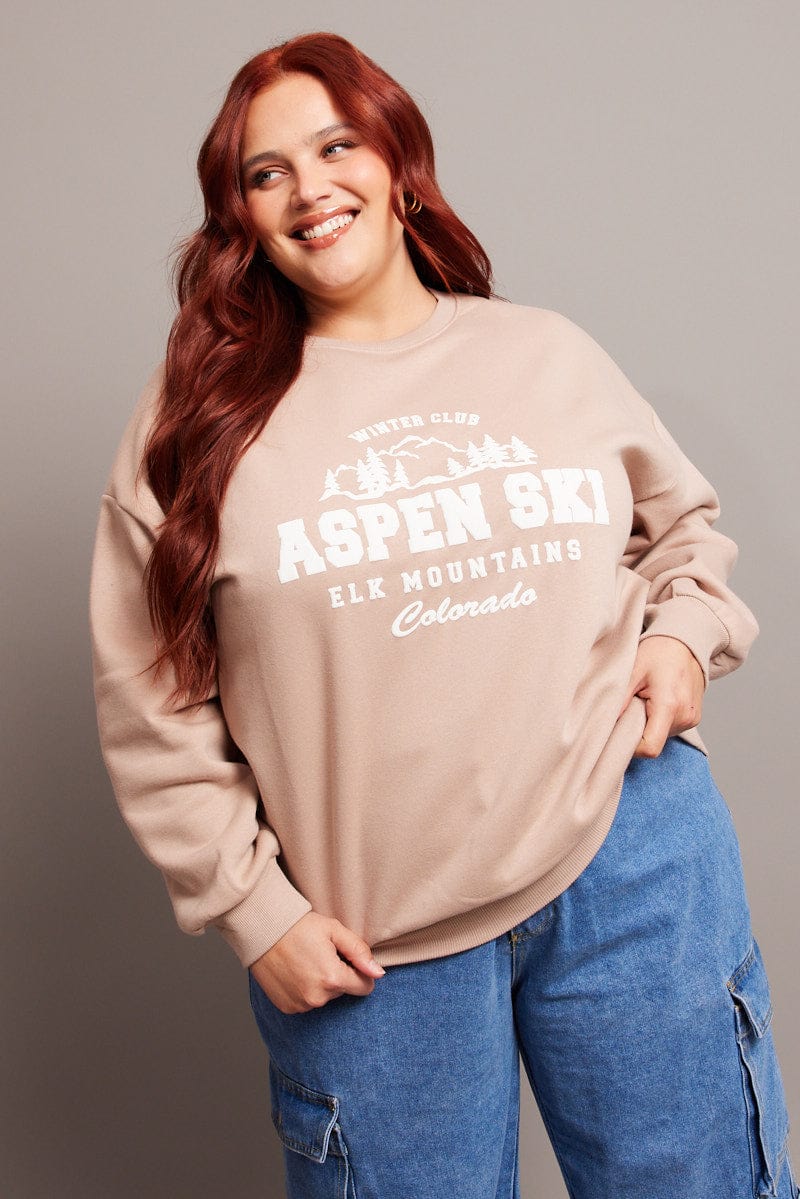 Brown Oversized Sweater Long Sleeve Crew Neck for YouandAll Fashion