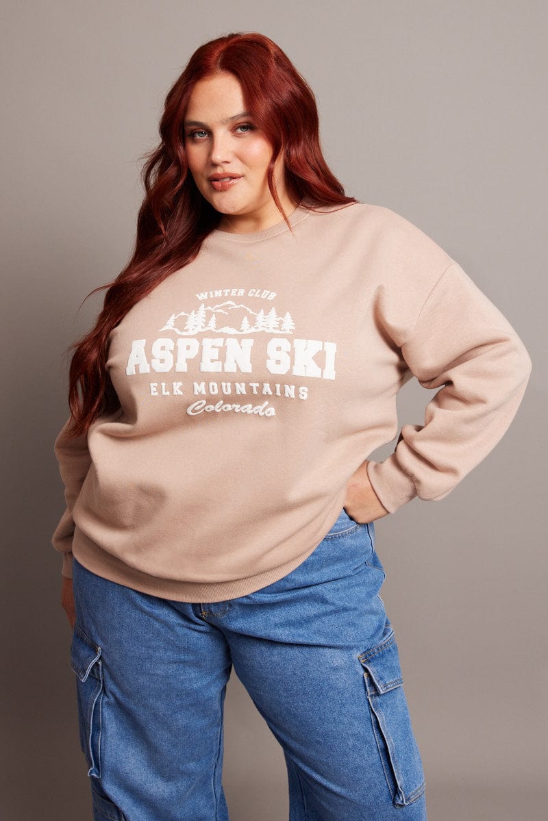 Brown Oversized Sweater Long Sleeve Crew Neck for YouandAll Fashion