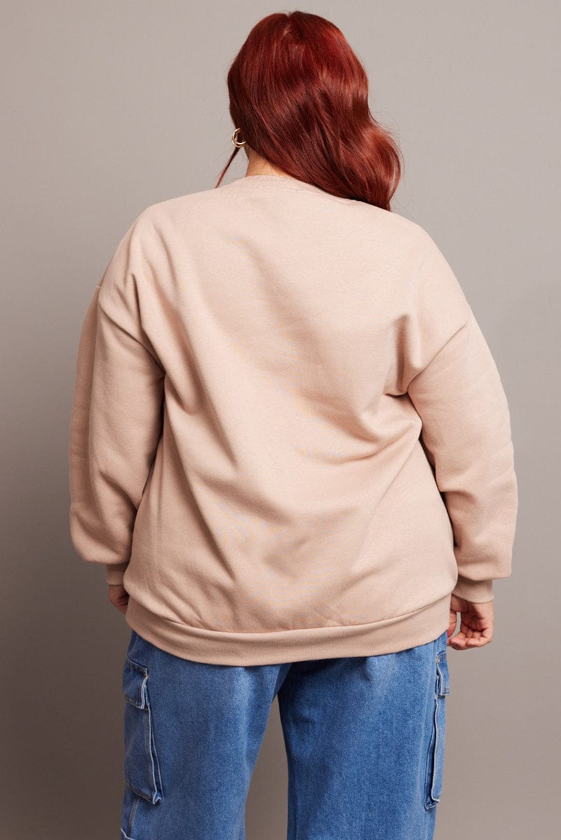 Brown Oversized Sweater Long Sleeve Crew Neck for YouandAll Fashion