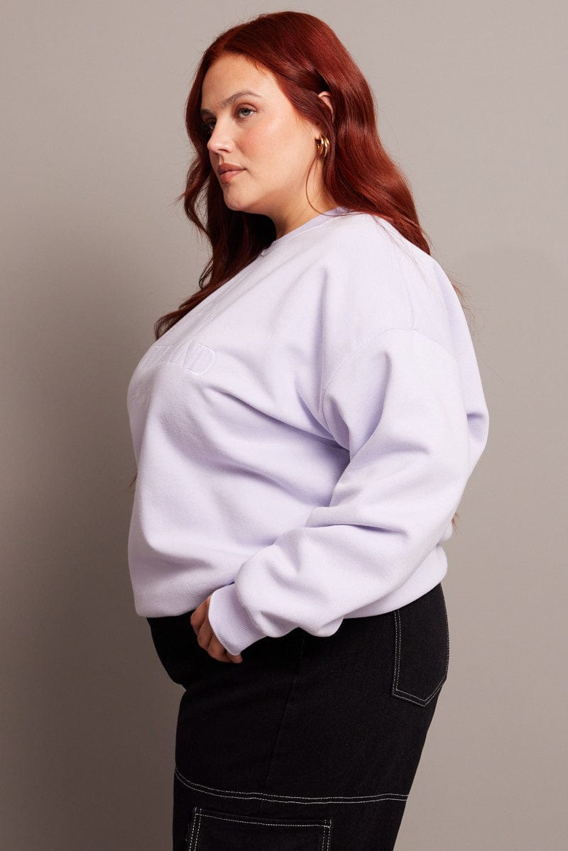 Purple Oversized Sweater Long Sleeve Crew Neck for YouandAll Fashion