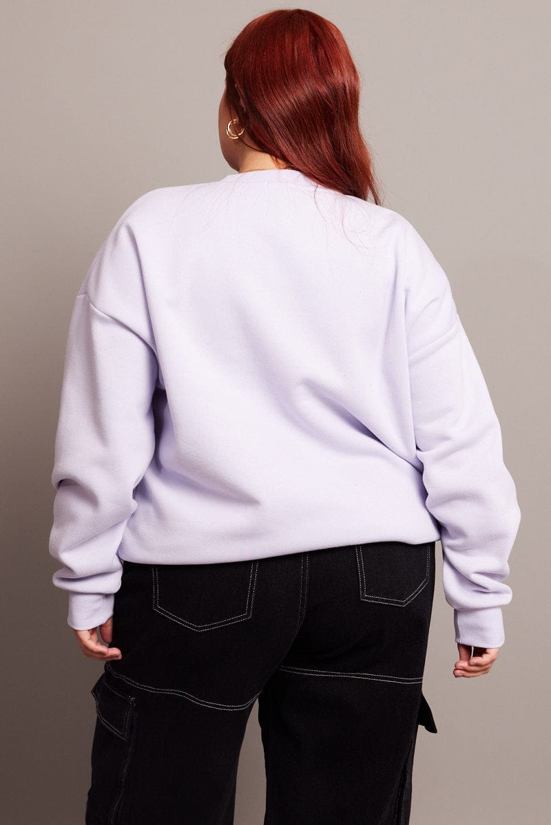 Purple Oversized Sweater Long Sleeve Crew Neck for YouandAll Fashion