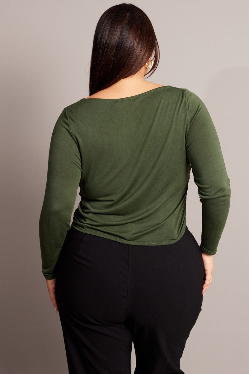 Green Top Cowl Neck Long Sleeve for YouandAll Fashion