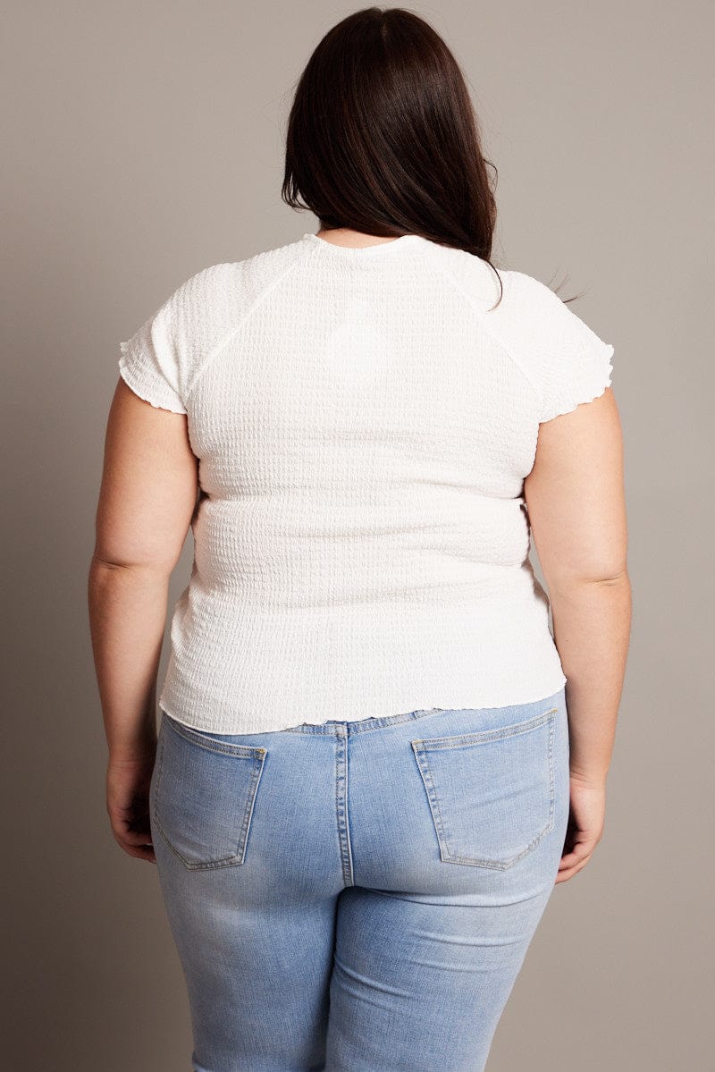 White Textured Top Short Sleeve for YouandAll Fashion