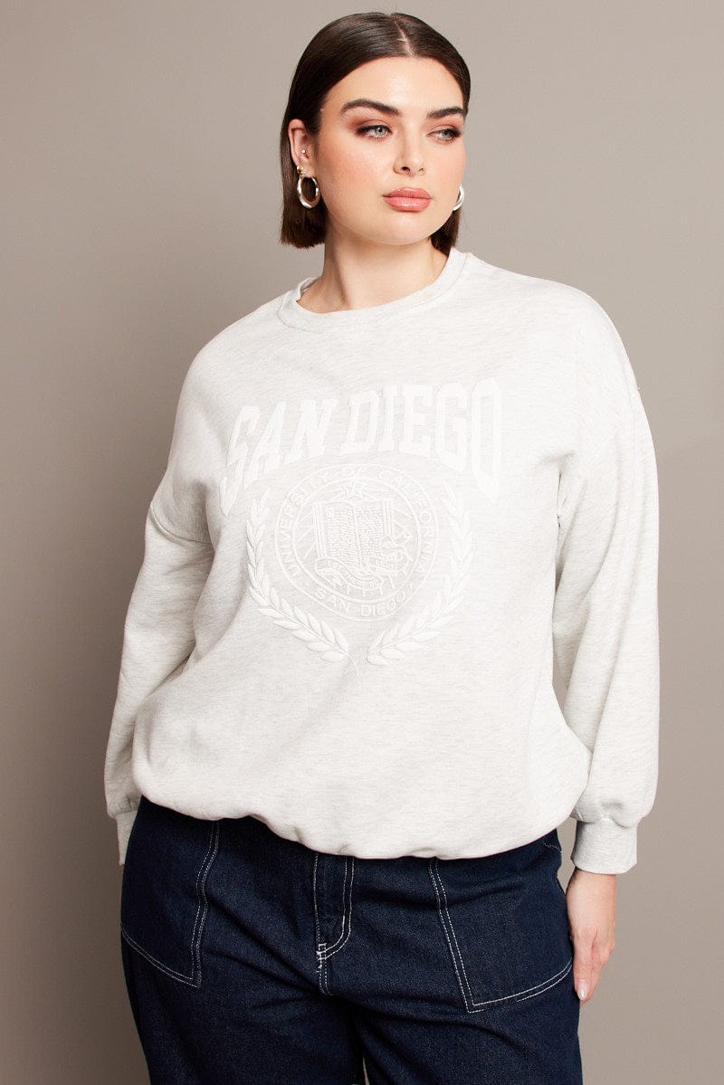 Grey Oversized Sweater Long Sleeve Crew Neck for YouandAll Fashion