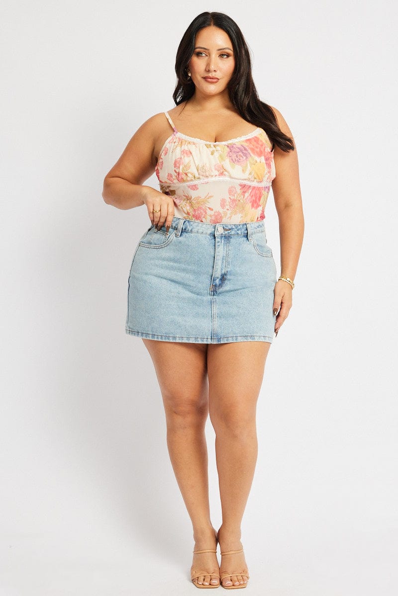 Pink Floral Floral Mesh Top for YouandAll Fashion