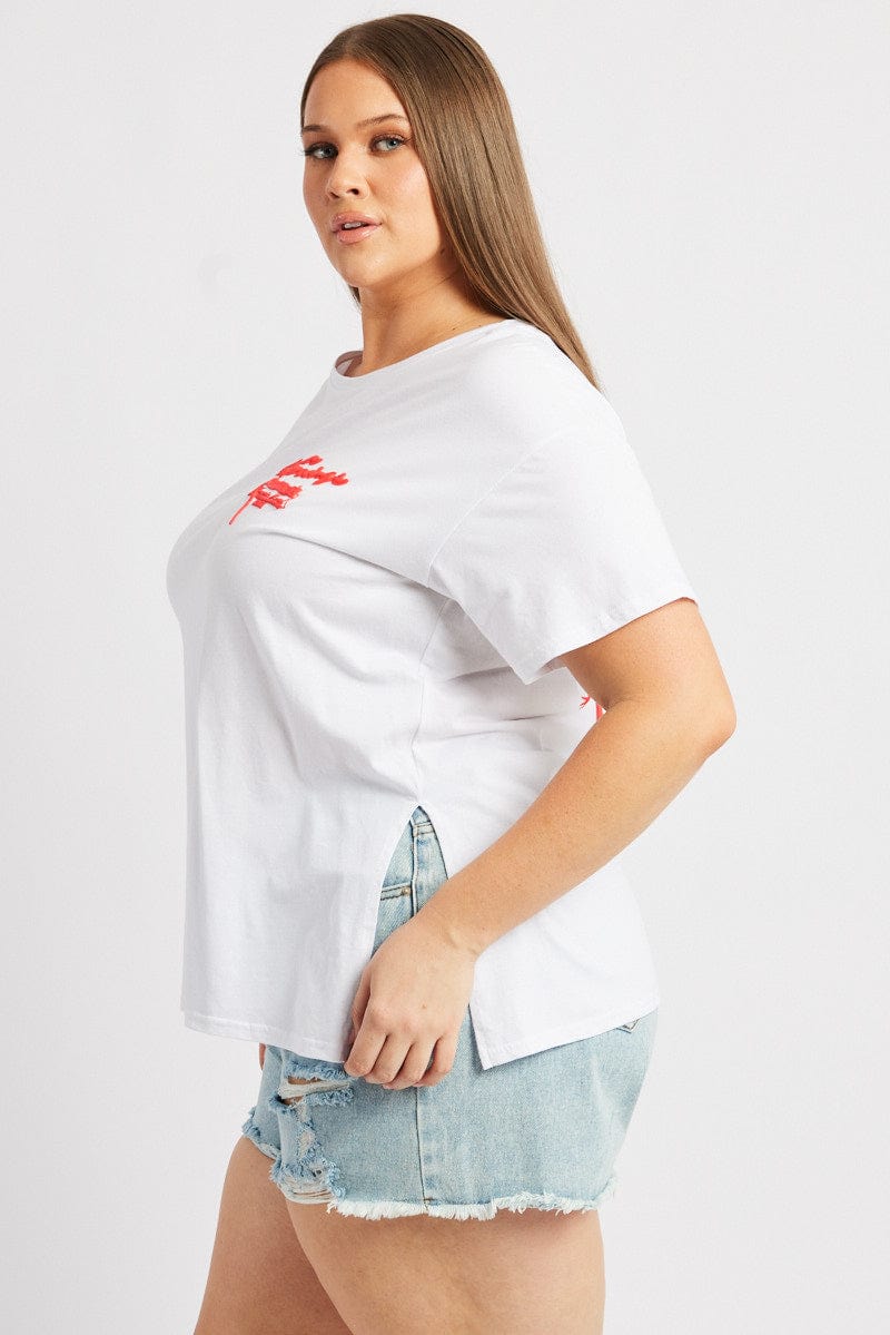 White Graphic T Shirt Short Sleeve Crew Neck for YouandAll Fashion