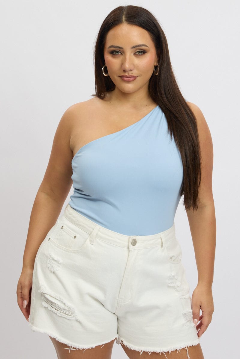 Blue Bodysuit One Shoulder for YouandAll Fashion