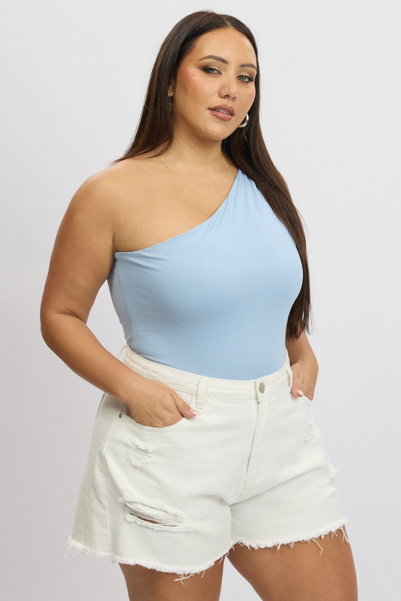 Blue Bodysuit One Shoulder for YouandAll Fashion