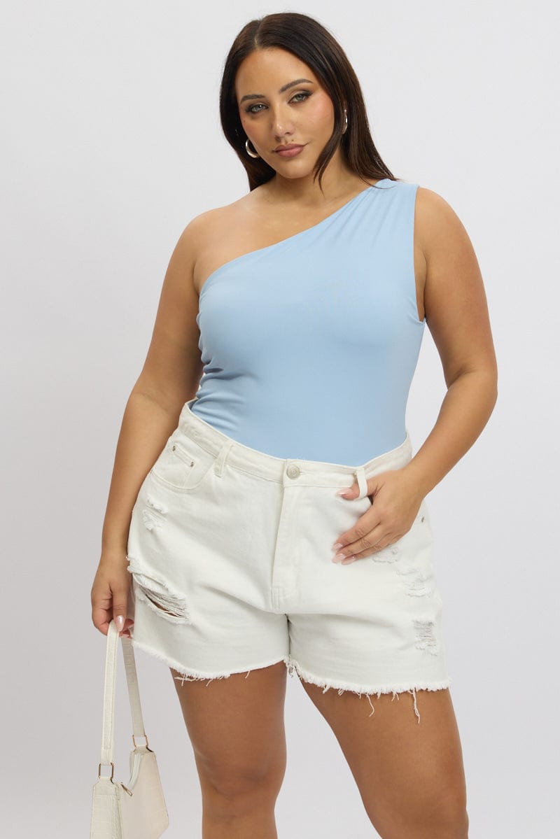 Blue Bodysuit One Shoulder for YouandAll Fashion