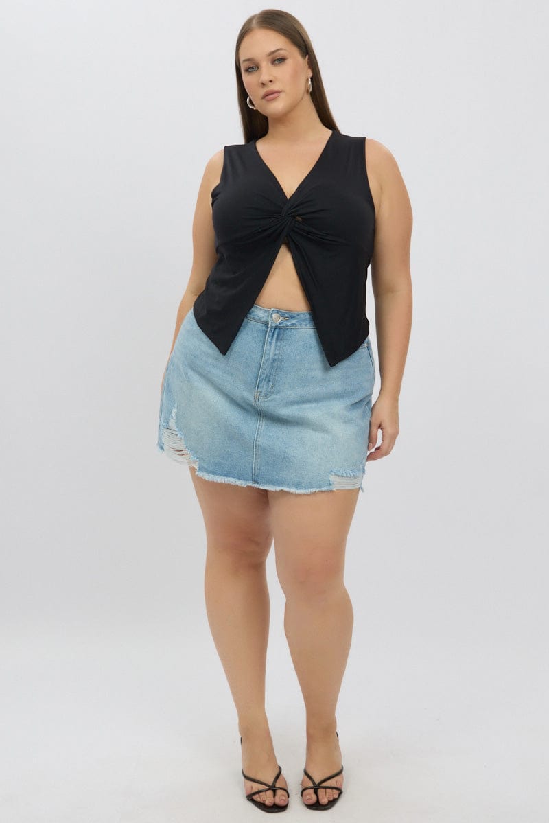 Black Sleeveless Twist V Neck Supersoft for YouandAll Fashion