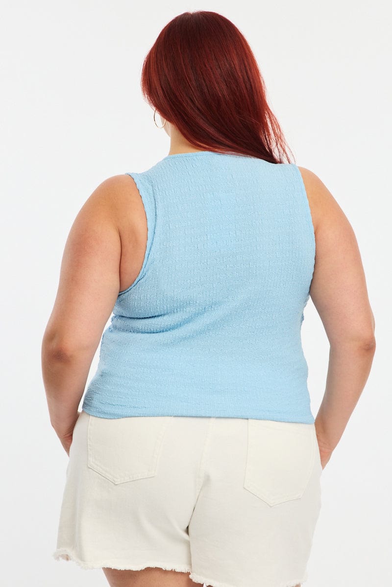 Blue Textured Top Sleeveless for YouandAll Fashion