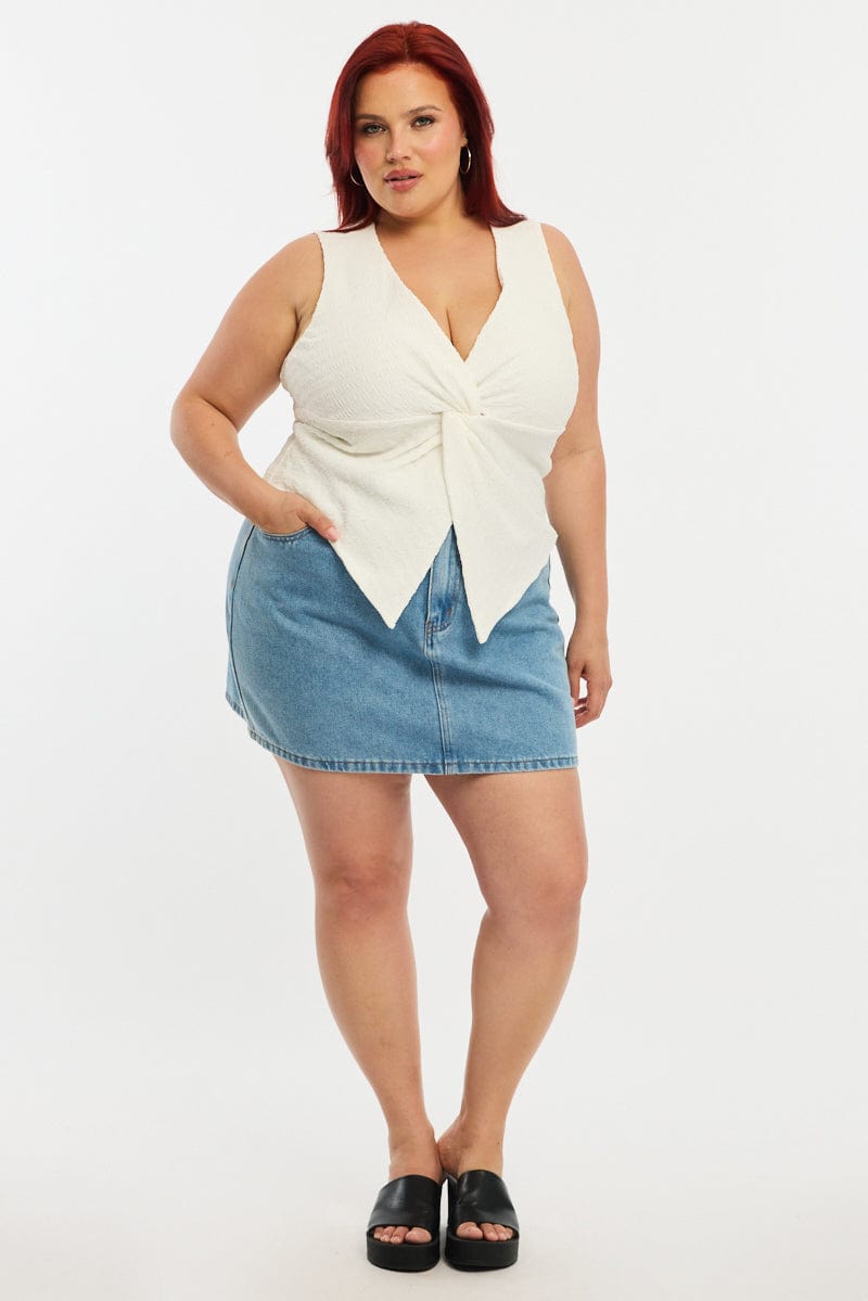 White Textured Top Sleeveless for YouandAll Fashion