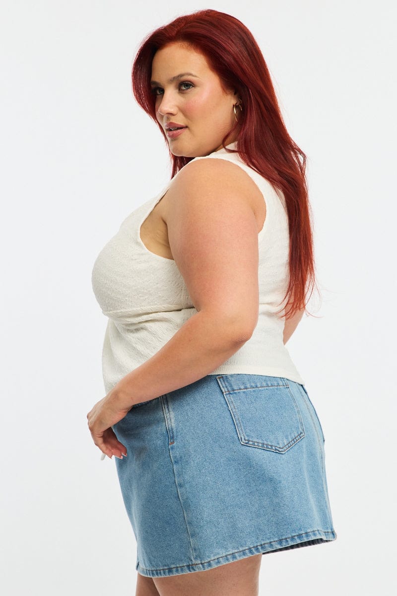 White Textured Top Sleeveless for YouandAll Fashion