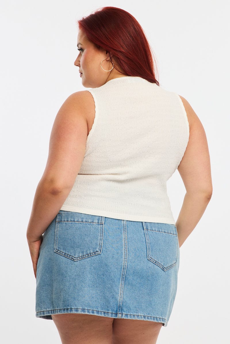 White Textured Top Sleeveless for YouandAll Fashion