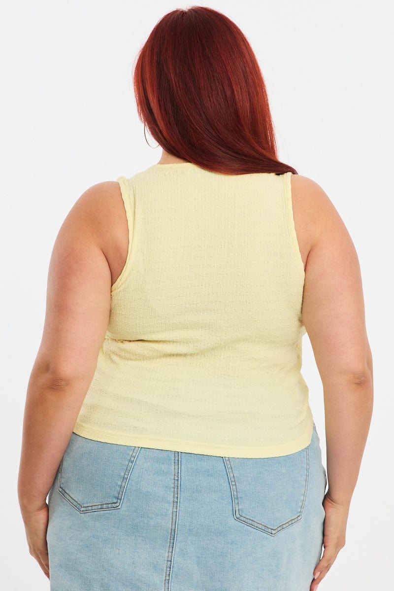 Yellow Textured Top Sleeveless for YouandAll Fashion
