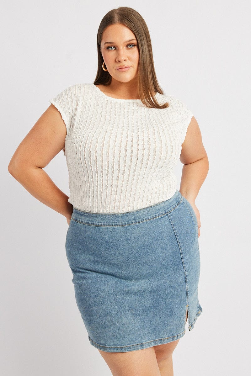 White Textured Top Short Sleeve for YouandAll Fashion