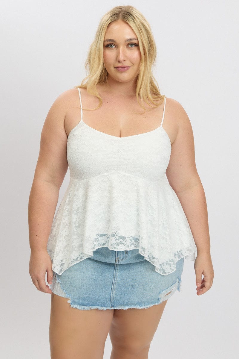 White Lace Singlet Top for YouandAll Fashion