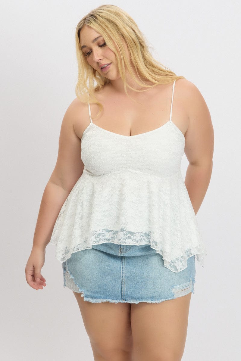 White Lace Singlet Top for YouandAll Fashion