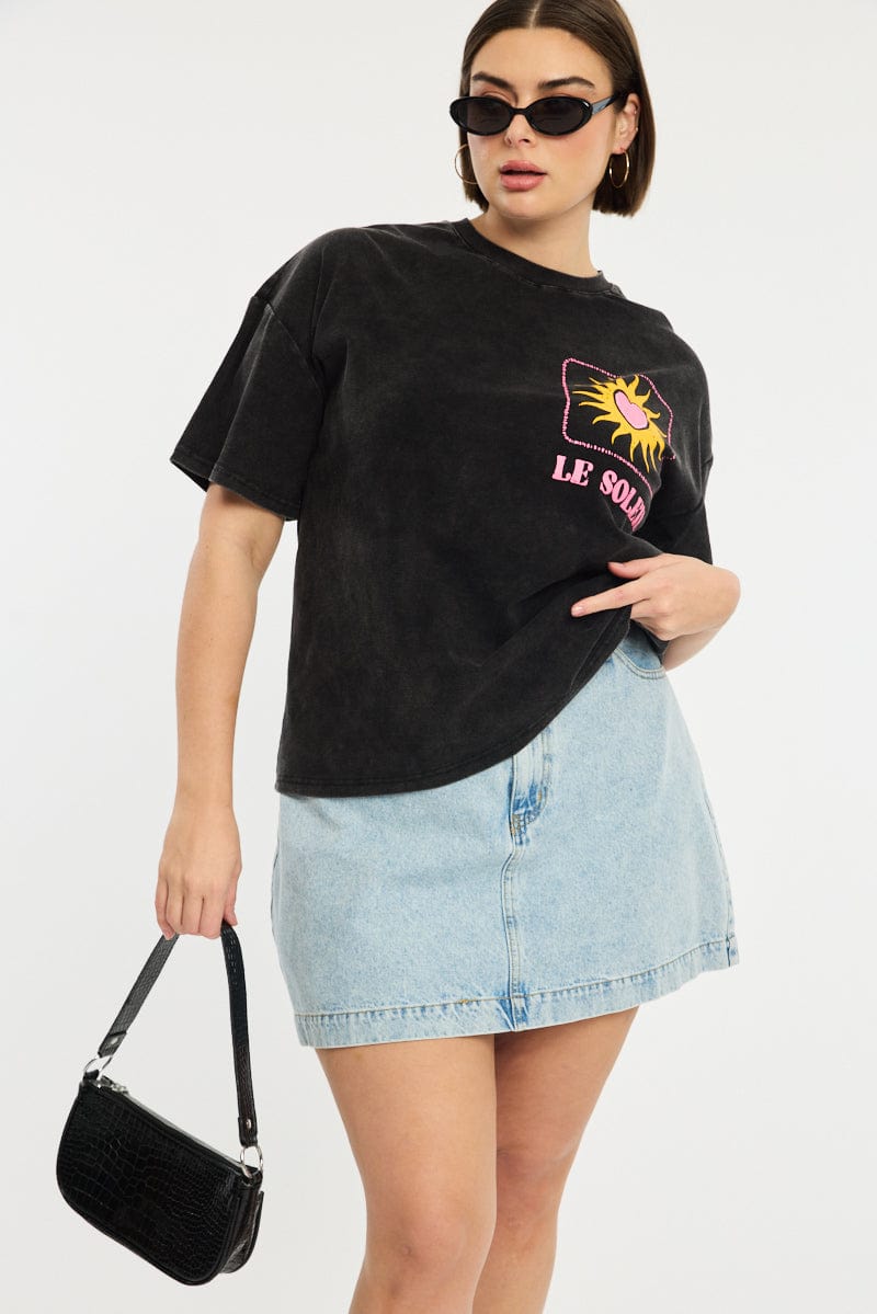 Black Le Soleil Graphic Tee for YouandAll Fashion