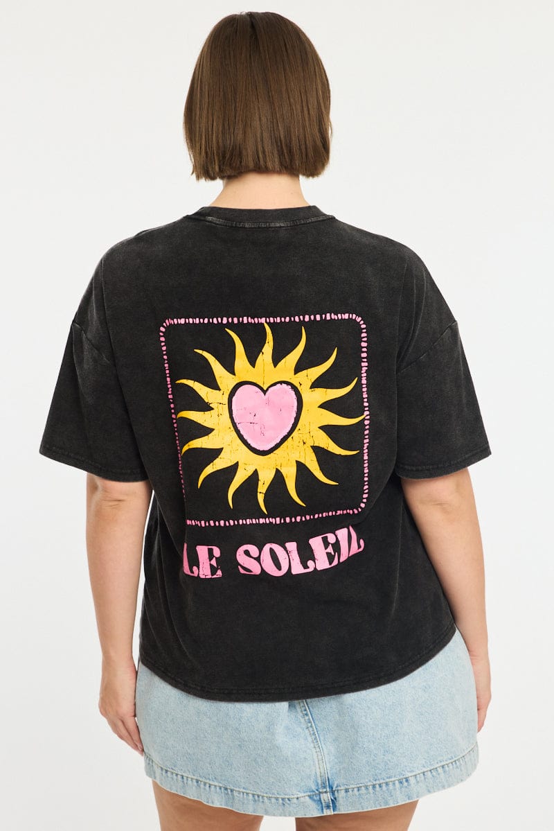 Black Le Soleil Graphic Tee for YouandAll Fashion