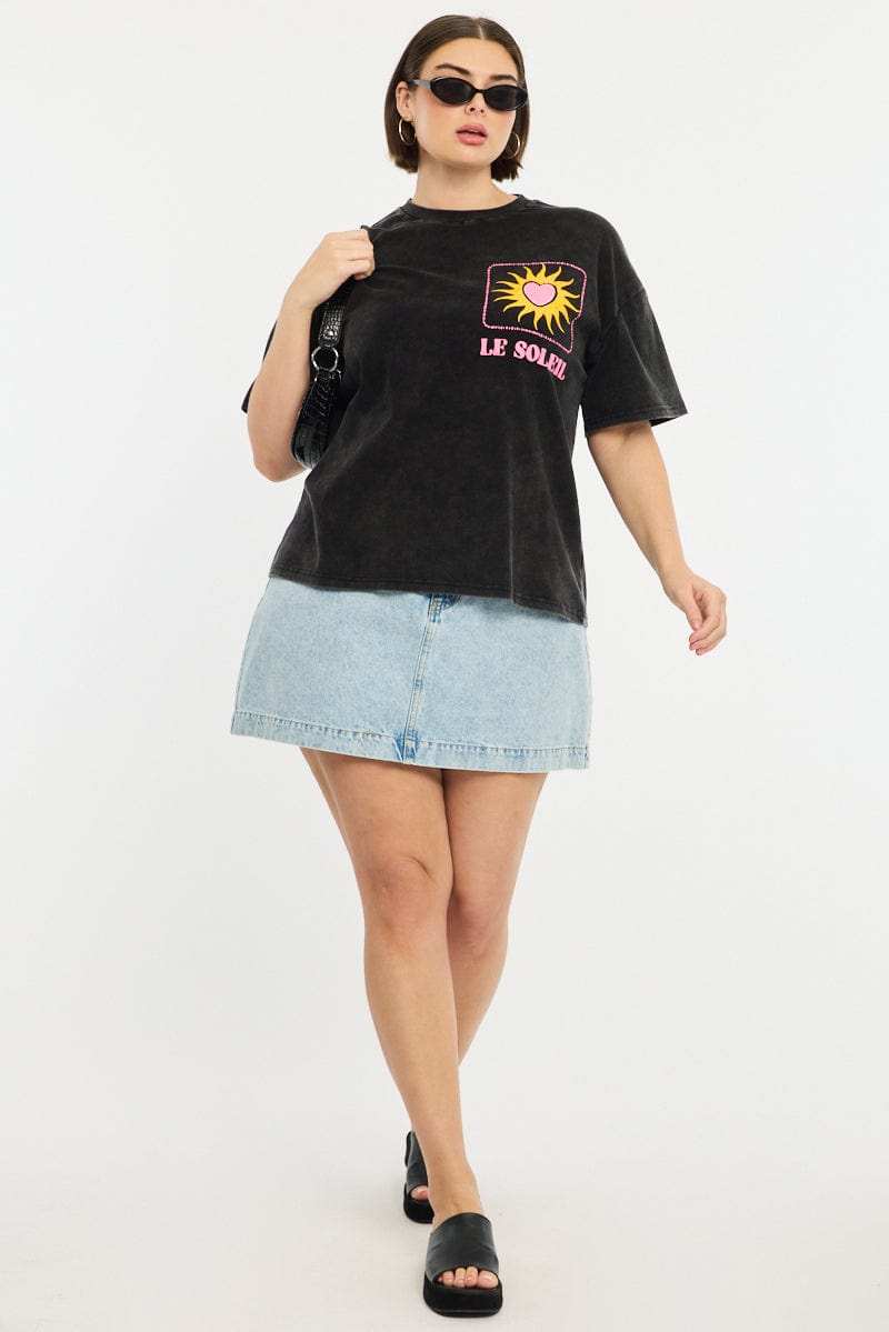 Black Le Soleil Graphic Tee for YouandAll Fashion