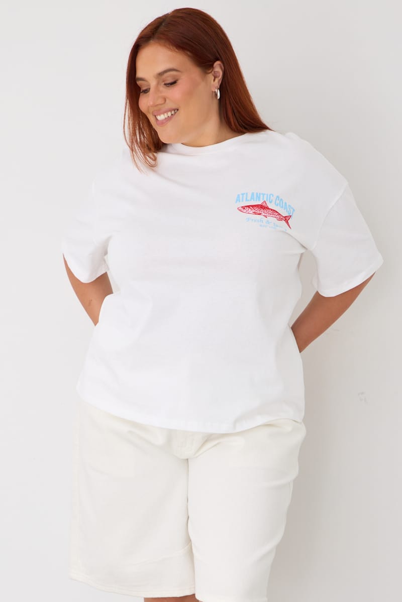 White Sardine T-shirt Short Sleeve for YouandAll Fashion