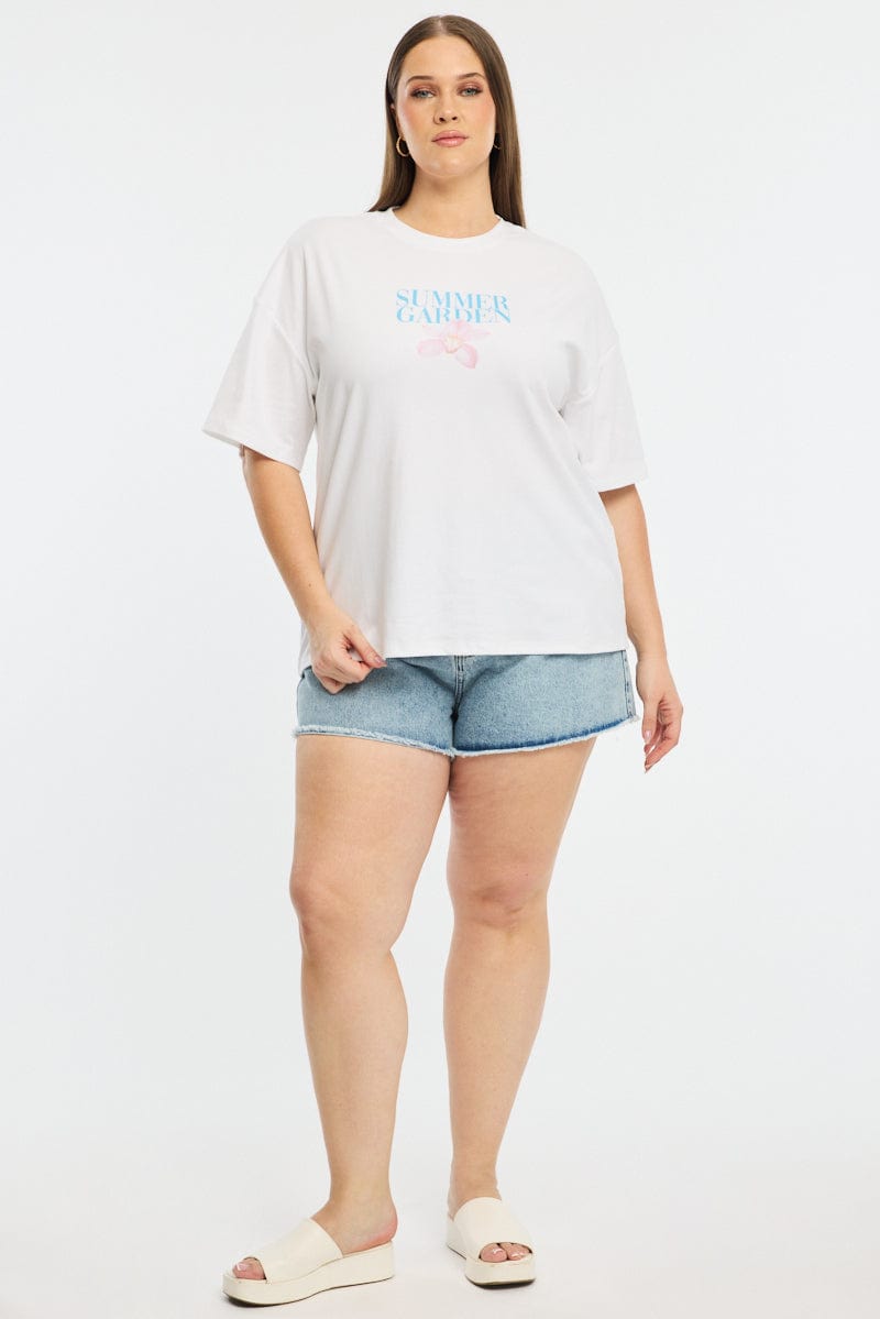 White Summer Garden Graphic Tee Short Sleeve for YouandAll Fashion