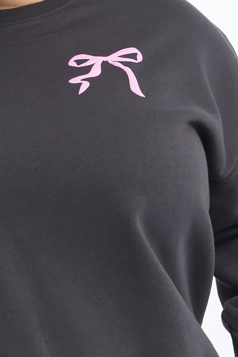 Grey Sweatshirt Long Sleeve Crew Neck for YouandAll Fashion