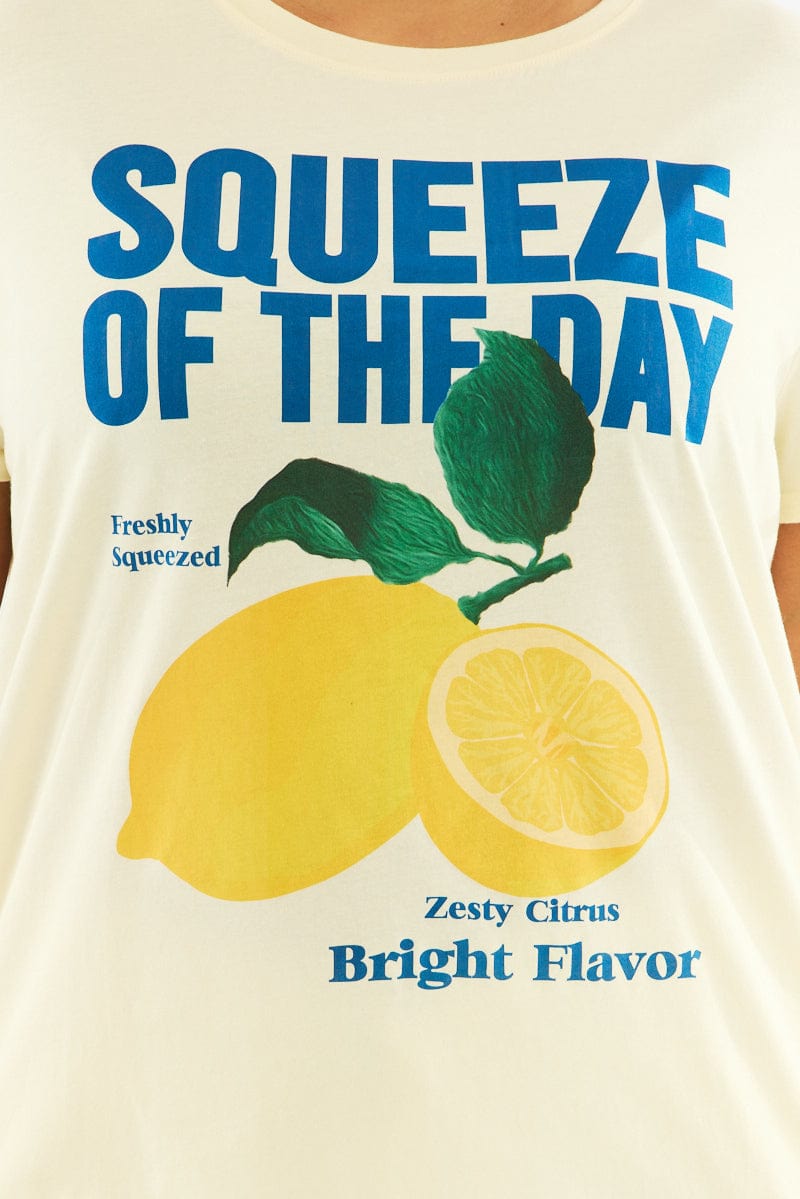 Yellow Graphic T Shirt Short Sleeve Crew Neck for YouandAll Fashion