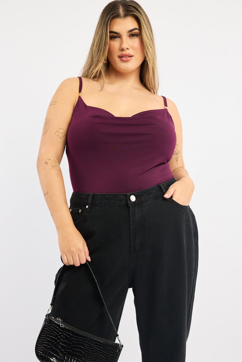 Red Cowl Neck Bodysuit for YouandAll Fashion