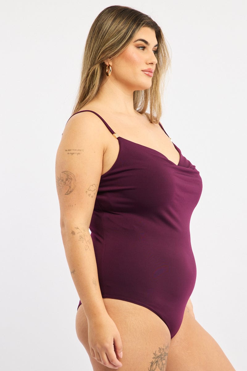 Red Cowl Neck Bodysuit for YouandAll Fashion