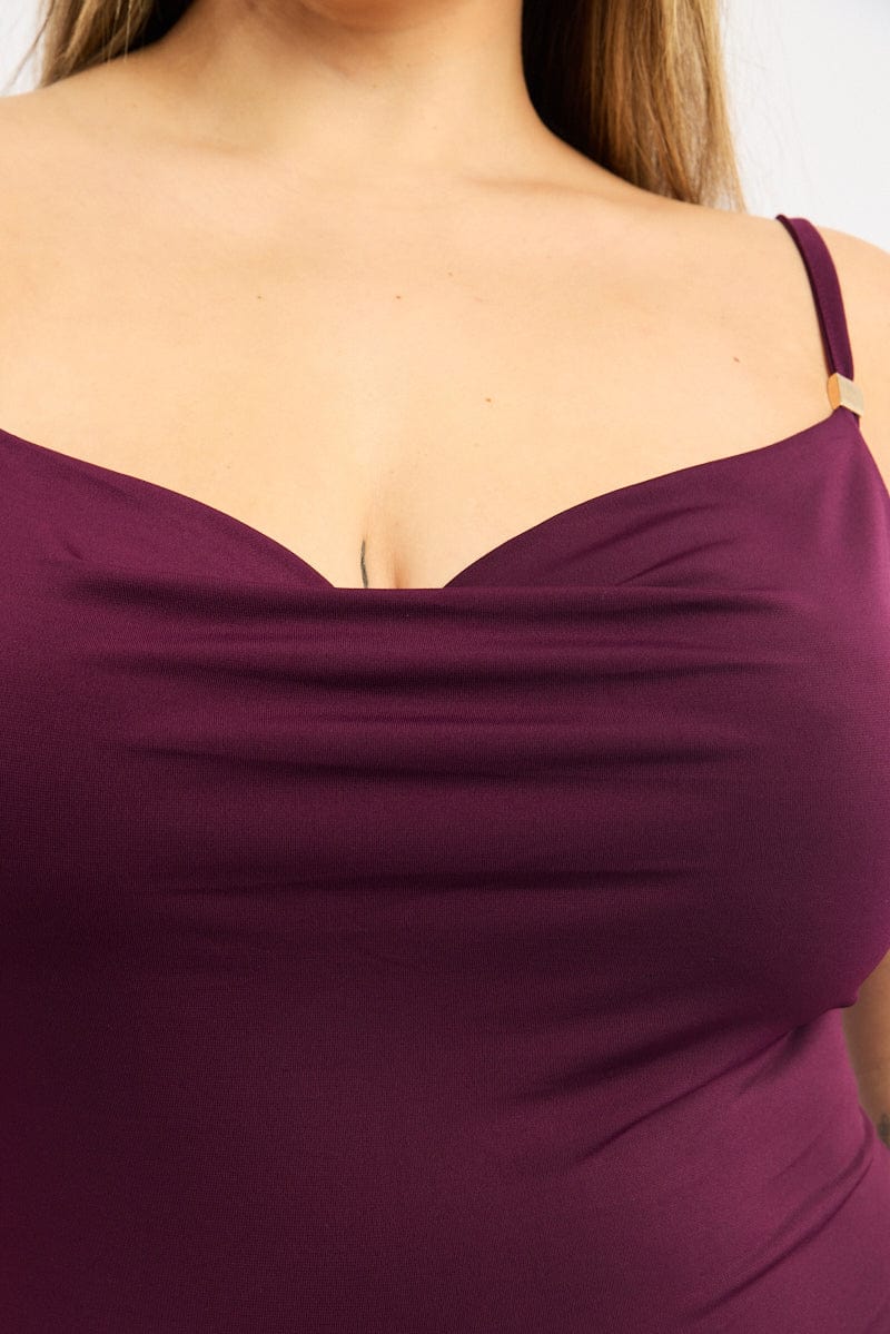 Red Cowl Neck Bodysuit for YouandAll Fashion