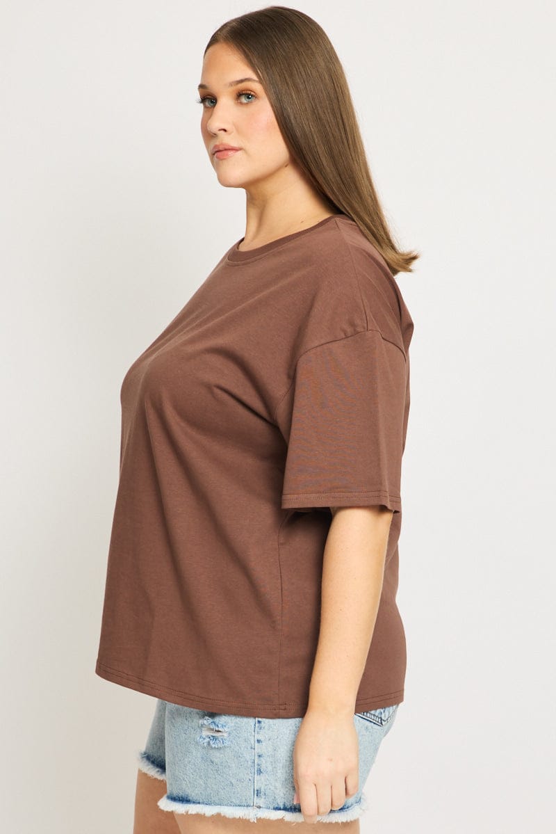 Brown Relaxed Tee Short Sleeve for YouandAll Fashion