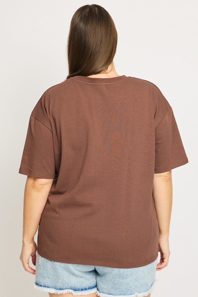 Brown Relaxed Tee Short Sleeve for YouandAll Fashion
