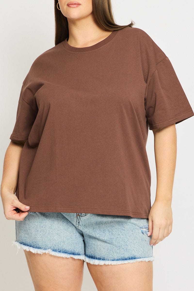 Brown Relaxed Tee Short Sleeve for YouandAll Fashion