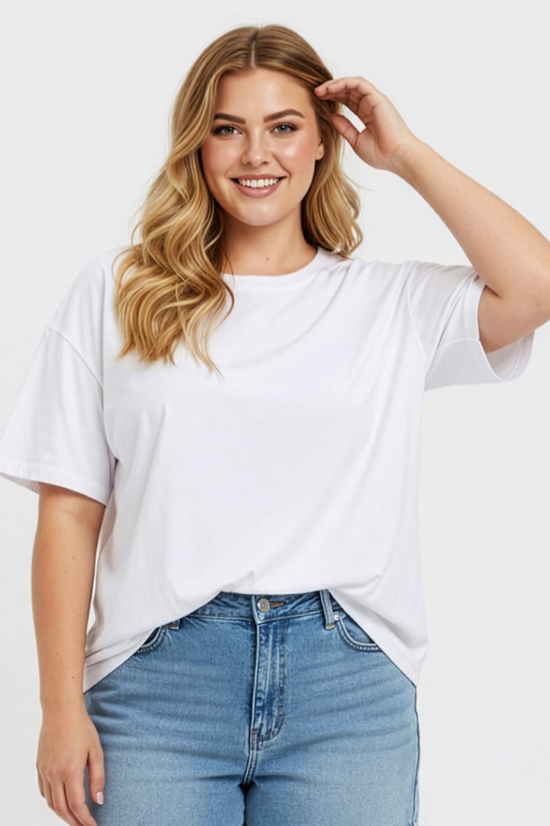 White Relaxed Tee Short Sleeve for YouandAll Fashion