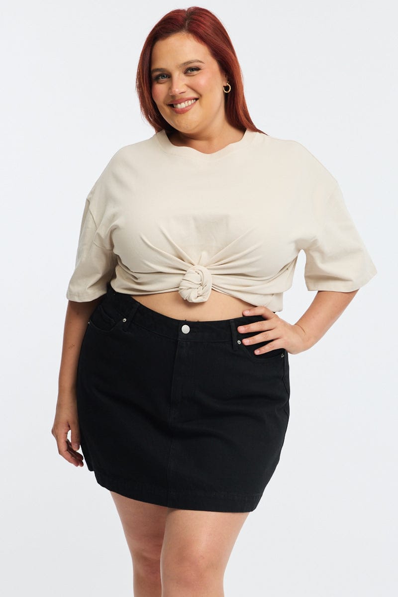 Beige Relaxed Tee Short Sleeve for YouandAll Fashion