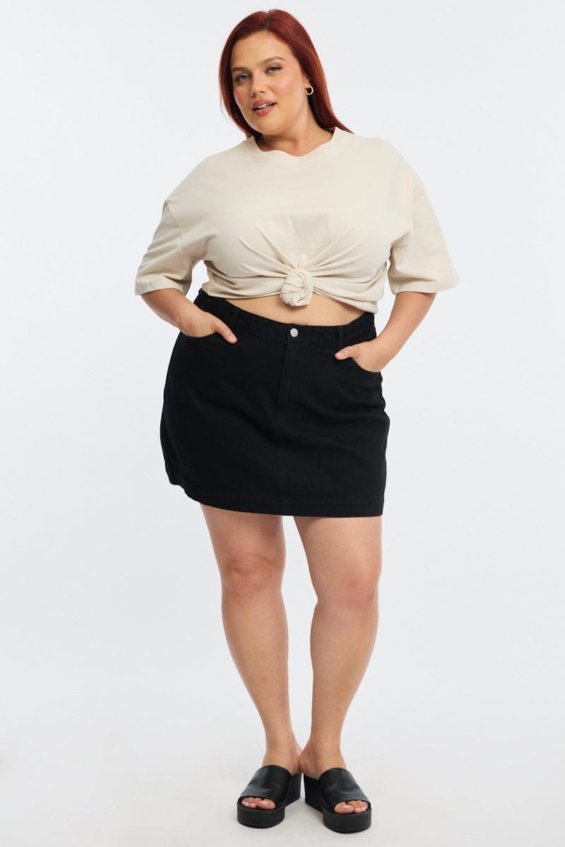 Beige Relaxed Tee Short Sleeve for YouandAll Fashion