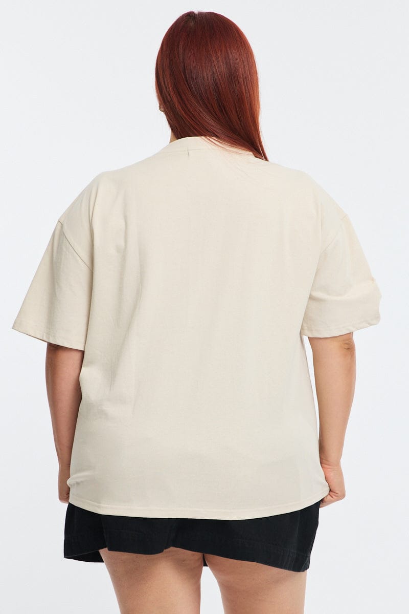 Beige Relaxed Tee Short Sleeve for YouandAll Fashion